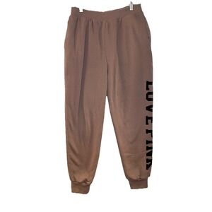 Victorias Secret PINK Fleece REVERSIBLE Brown Heavy Fleece Jogger Sweatpants S